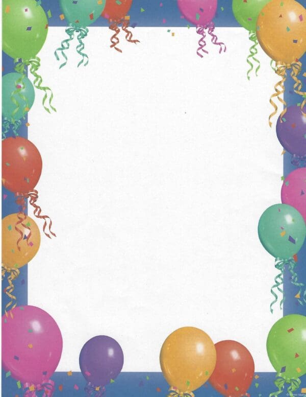 Colorful balloons on blue border template
