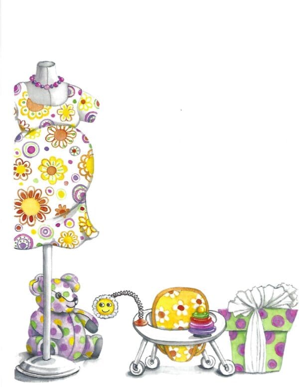 Maternity dress and baby toys design template